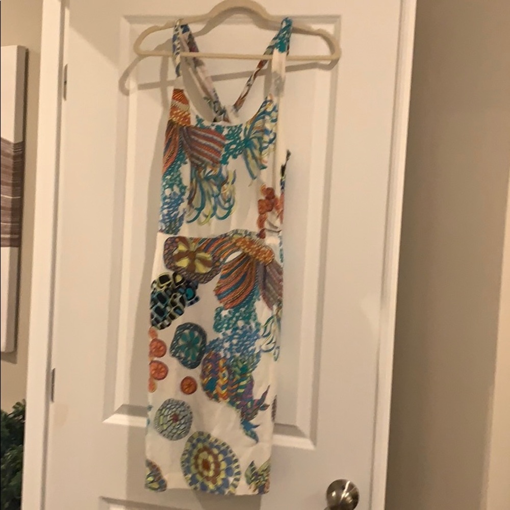 Trina Turk Silk Floral Back Twist Dress